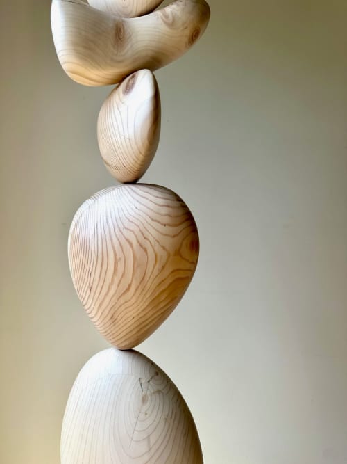 Wood Standing Sculpture, Modern Wooden Carving Floor Sculptu | Public Sculptures by Ivars Design