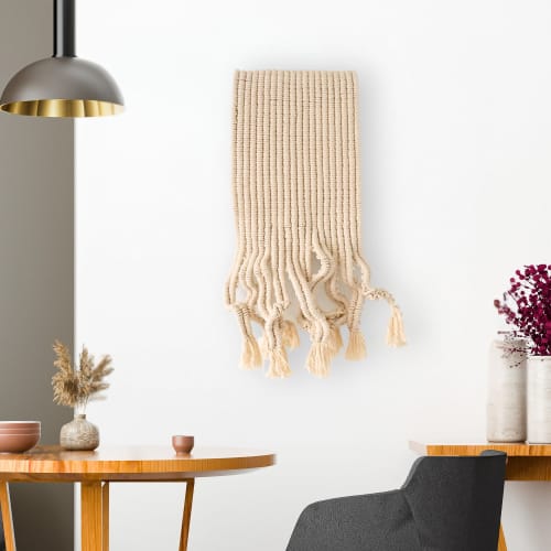Soft Drifts | Wall Sculpture in Wall Hangings by YASHI DESIGNS. Item made of oak wood with cotton works with minimalism & contemporary style
