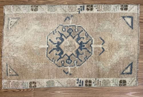 Hand-woven Turkish Rug Doormat| 1.7 x 2.7 | Small Rug in Rugs by Wool and Rug. Item composed of wool compatible with boho and contemporary style