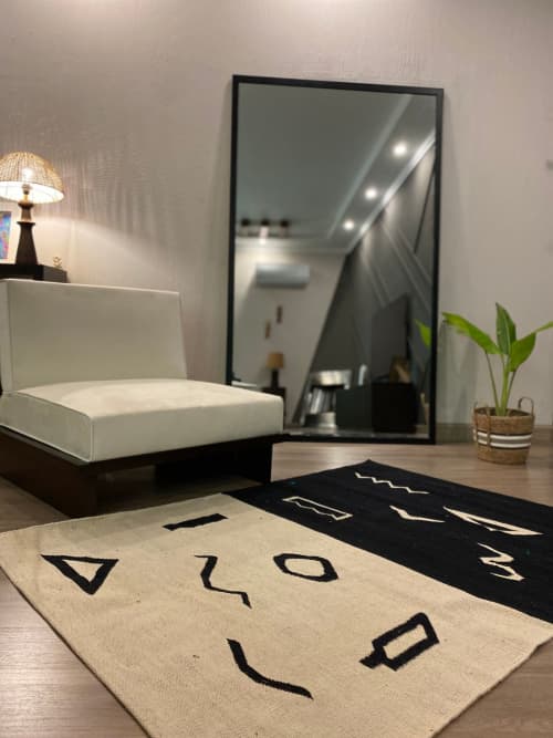 Black and White Woven Rug | Area Rug in Rugs by Weaver. Item composed of wool in boho or country & farmhouse style