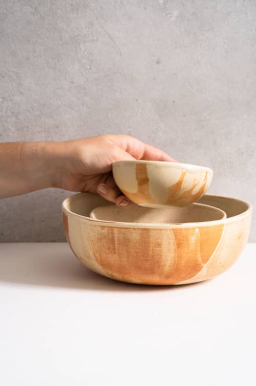 Beige Matte Stoneware Salad Serving Bowl | Serveware by Creating Comfort Lab