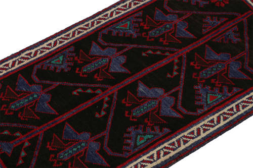 Rug & Kilim's Baluch Afghan rug in Black with Red & Blue | Area Rug in Rugs by Rug and Kilim