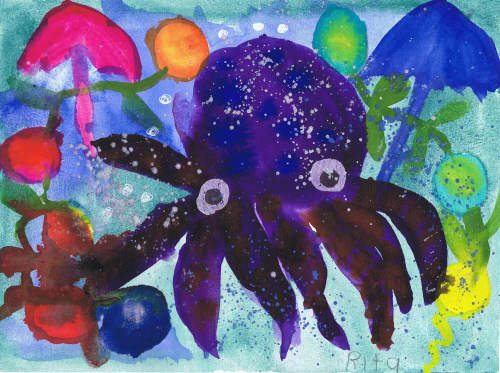 Octopus Garden | Watercolor Painting in Paintings by Rita Winkler - My Art, My Shop -by Rita ... Where Every Stroke Speaks of Joy and Inclusion. Item made of paper works with contemporary & modern style