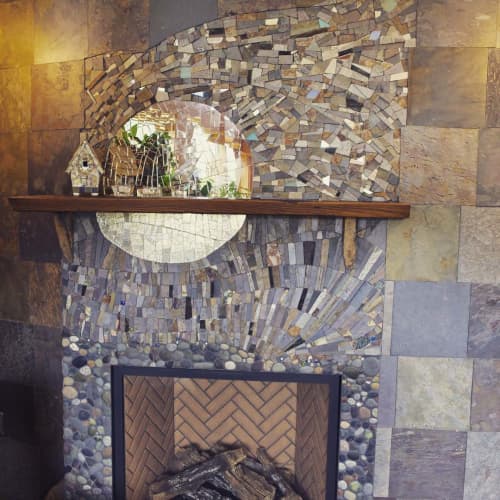 Buffy Fireplace | Fireplaces by JK Mosaic, LLC. Item made of stone