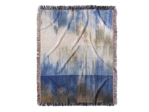 Skies - Jacquard Woven Throw Blanket | Linens & Bedding by Jessie Bloom Studio. Item made of cotton compatible with boho and minimalism style