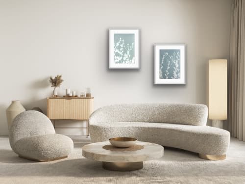 Misty Poppies Diptych (TWO 14 x 20" monotypes) | Photography by Christine So. Item made of paper works with boho & country & farmhouse style