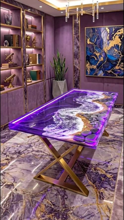 Luxury Purple Ocean Resin Dining Table – Custom Handmade Epo | Tables by SK EPOXY CRAFT
