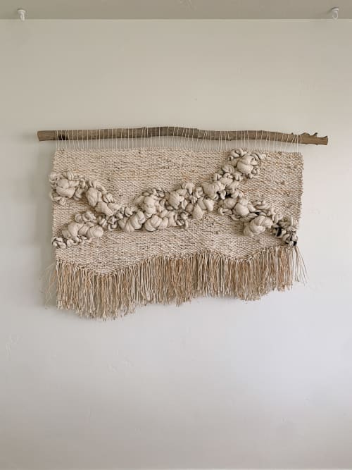 wabi sabi soft sculpture wall hanging | Wall Sculpture in Wall Hangings by Rebecca Whitaker Art. Item made of wood with cotton works with boho & japandi style