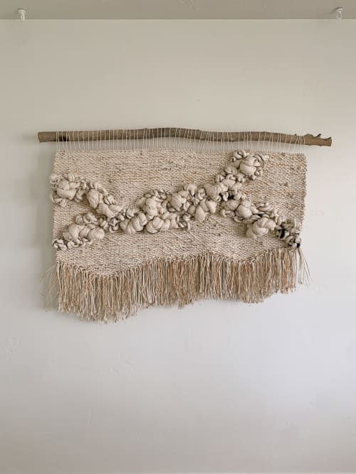Statement Woven Wall Hanging "In Loving Memory" | Wall Sculpture in Wall Hangings by Rebecca Whitaker Art. Item made of wood with cotton works with boho & japandi style
