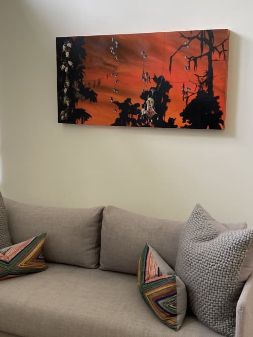 Private Home | Oil And Acrylic Painting in Paintings by Andrea Borsuk. Item composed of wood