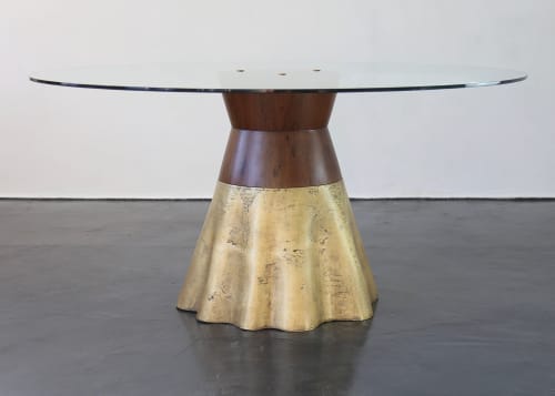 Tavola 9 with Cast Bronze and Argentine Rosewood Base | Dining Table in Tables by Costantini Design. Item composed of wood and bronze