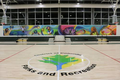 Sports Themed Mural | Murals by Jay F. Coleman | Kenilworth-Parkside Recreation in Washington. Item composed of synthetic
