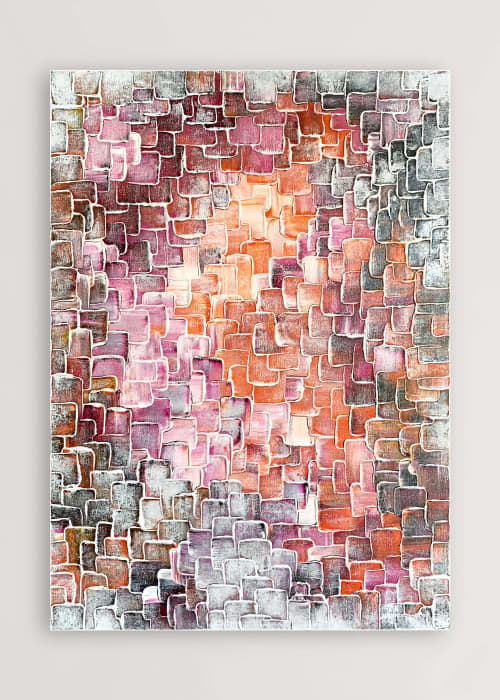 Red Melange (SOLD) | Oil And Acrylic Painting in Paintings by Alessia Lu. Item composed of canvas in contemporary or modern style