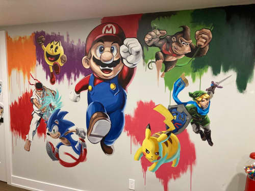 Smash Bros Game Room! | Murals by Art By David Anthony. Item composed of synthetic