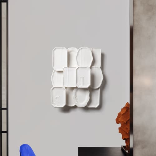 "J+J" Contemporary wall art installation | Wall Sculpture in Wall Hangings by Studio DeSimoneWayland. Item composed of birch wood & ceramic compatible with boho and contemporary style