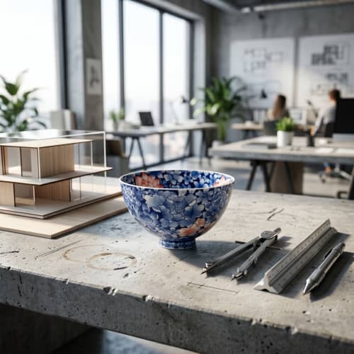 Heritage Wood-fired Mille-fleurs Ice-crackle Tea/Coffee Bowl | Decorative Bowl in Decorative Objects by Dynasty Artisan. Item composed of ceramic compatible with eclectic & maximalism and art deco style