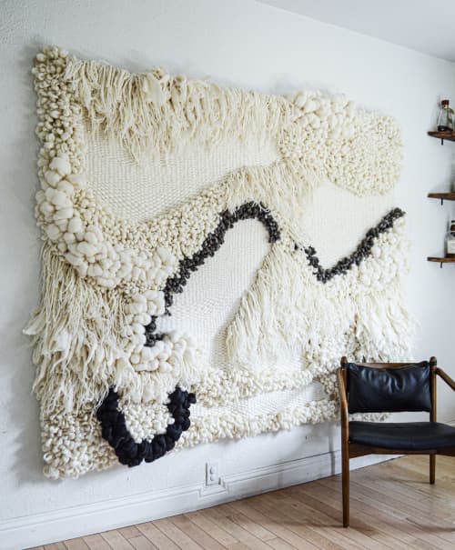 Abstract Japandi fiber art. | Macrame Wall Hanging in Wall Hangings by Camille McMurry. Item composed of wool compatible with minimalism and contemporary style