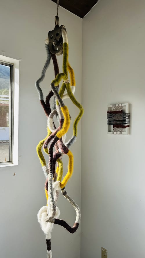 Pull Me Into Spring Soft Sculpture | Sculptures by Trudy Perry. Item composed of cotton and leather