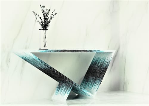 Time/Space Portal Console- Ombre 2 - Glass Mosaic Tile | Console Table in Tables by Neal Aronowitz. Item composed of wood