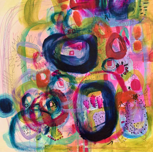 Hipsters 🔴 | Oil And Acrylic Painting in Paintings by Darlene Watson Abstract Artist. Item composed of paper and synthetic