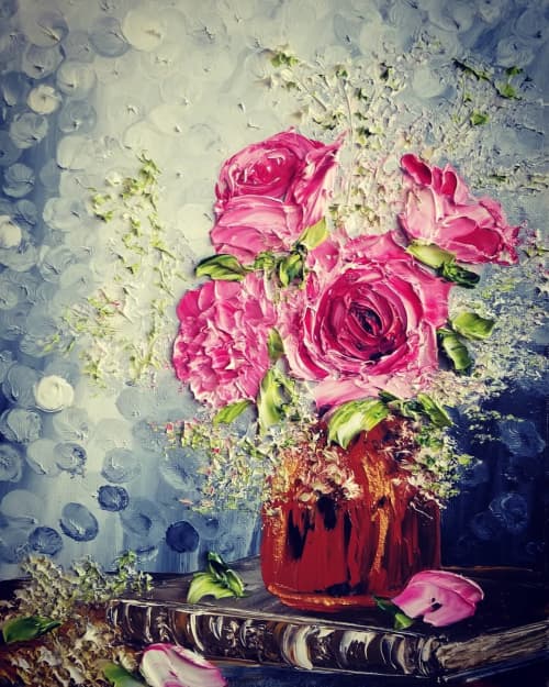Pink Roses | Paintings by Roxane Gabriel Art