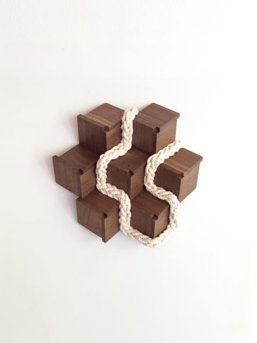Cubic 001 | Sculptures by Ana Salazar Atelier. Item composed of walnut and cotton in minimalism or contemporary style
