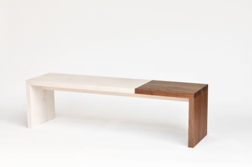 Duotone Bench - White Oiled Maple & Walnut | Benches & Ottomans by Iannone Design. Item made of wood