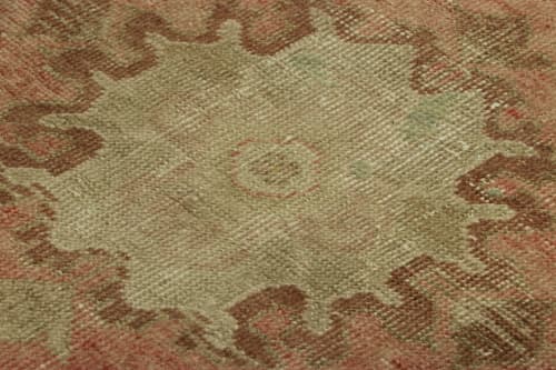Vintage Turkish Rug in Pink with Green & Cream Floral | Area Rug in Rugs by Rug and Kilim