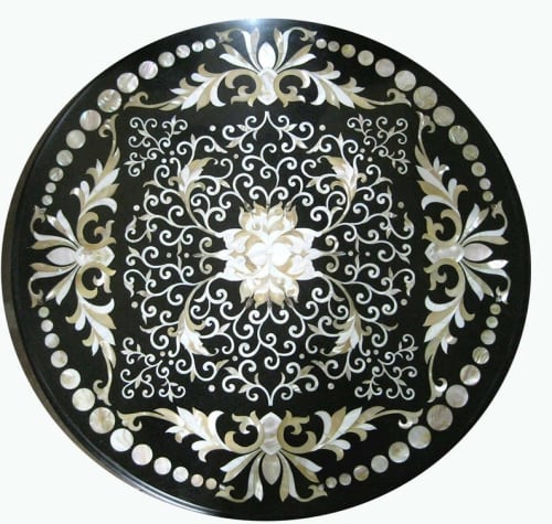 Black marble table, side table, coffee table, tabletop | Tables by Innovative Home Decors. Item composed of marble in country & farmhouse or art deco style