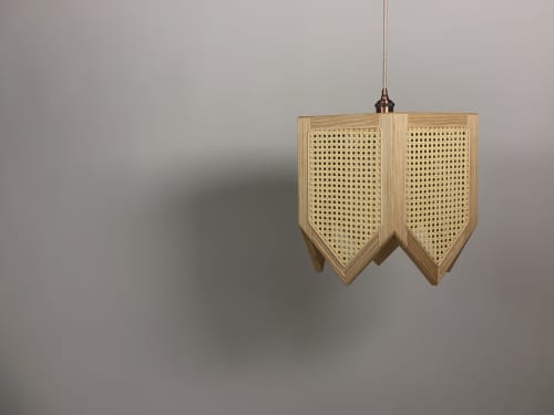 Tulip Pendant Lamp | Pendants by Coda Wood Studio. Item made of wood with fabric works with boho & modern style