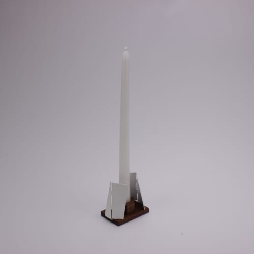 Edges Candlestick Holder | Candle Holder in Decorative Objects by Katie Freeman Designs. Item made of walnut with steel works with mid century modern & contemporary style