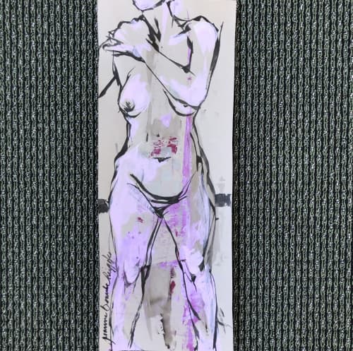 Long Tall Sally | Oil And Acrylic Painting in Paintings by Joanne Beaule Ruggles. Item composed of paper compatible with mid century modern and contemporary style