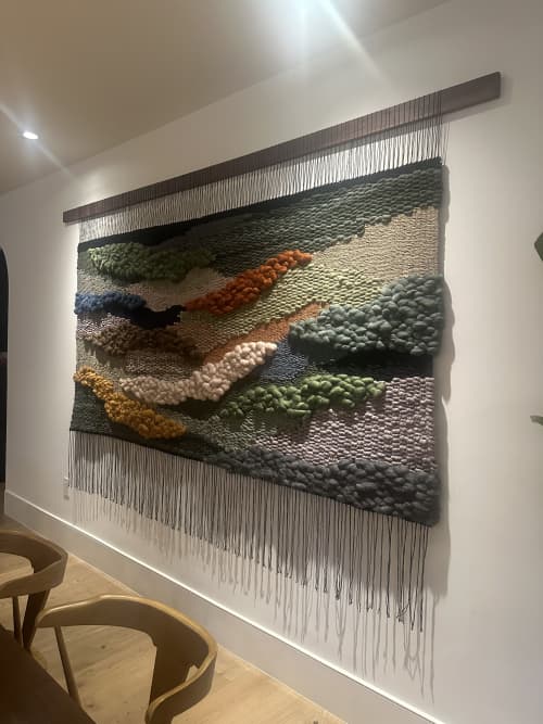 Extra Large Woven Landscape | Tapestry in Wall Hangings by MossHound Designs. Item made of walnut with cotton works with boho & mid century modern style