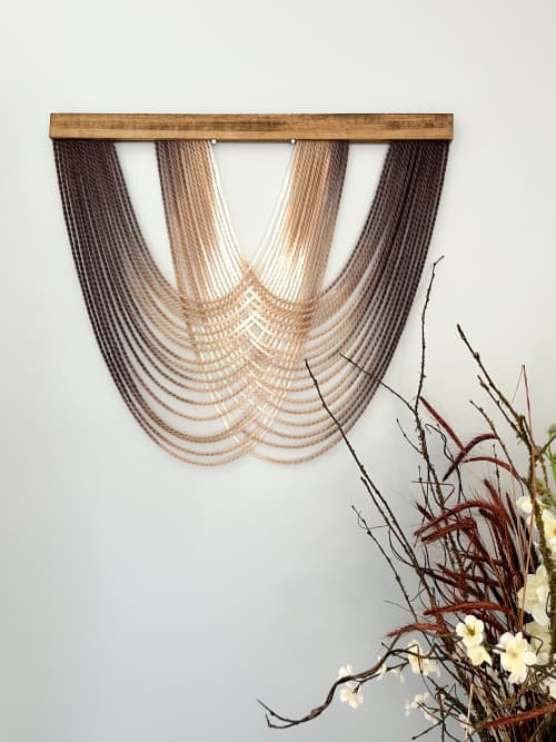 Medium dip dyed fiber art wall hanging. Wool wall hanging. | Tapestry in Wall Hangings by The Cotton Yarn. Item made of wood with cotton