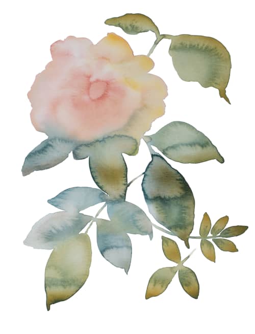 Rose Study No. 80 : Original Watercolor Painting | Paintings by Elizabeth Becker. Item composed of paper in boho or minimalism style