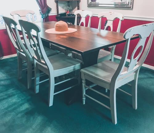 Crescent Trestle Dining Table | Tables by March Legend®. Item made of wood