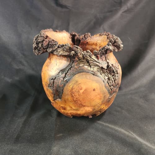 Cherry Burl Live Edge Vase | Decorative Bowl in Decorative Objects by Marks Artisan Woodcrafts. Item made of wood compatible with art deco style