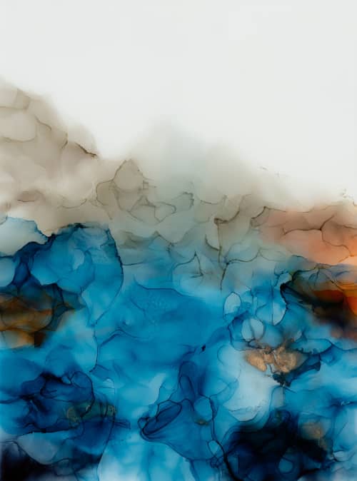 'Oyster VIII' - Luxury Resin Abstract Fine Artwork | Paintings by Christina Twomey Art + Design. Item composed of birch wood in minimalism or contemporary style