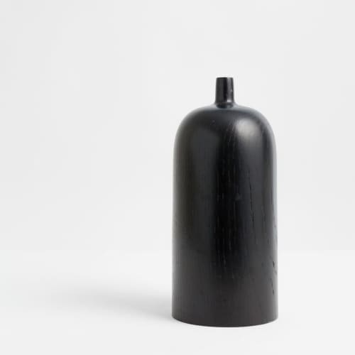 Tall Zai Vase In Black | Vases & Vessels by Pooja Pawaskar. Item composed of oak wood