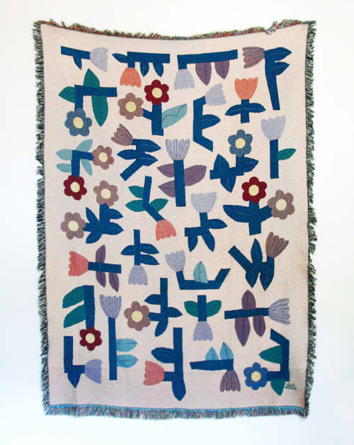 Flower Tetris Blanket | Linens & Bedding by Leah Duncan. Item made of cotton works with minimalism & mid century modern style