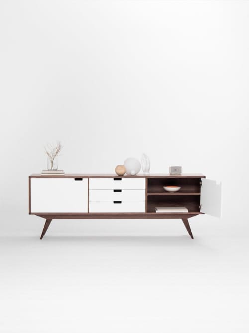 Sideboard, credenza, dresser, commode - made of black walnut | Storage by Mo Woodwork | Stalowa Wola in Stalowa Wola. Item made of walnut works with minimalism & mid century modern style