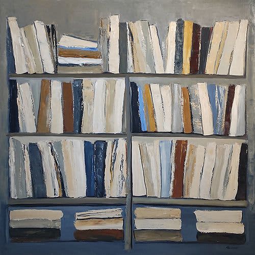 Literary harmony / Harmonie litteraire | Oil And Acrylic Painting in Paintings by Sophie DUMONT. Item composed of wood & canvas compatible with minimalism and contemporary style