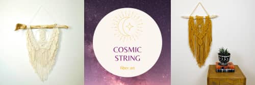 Cosmic String Fiber Art - Macrame Wall Hanging and Plants & Flowers