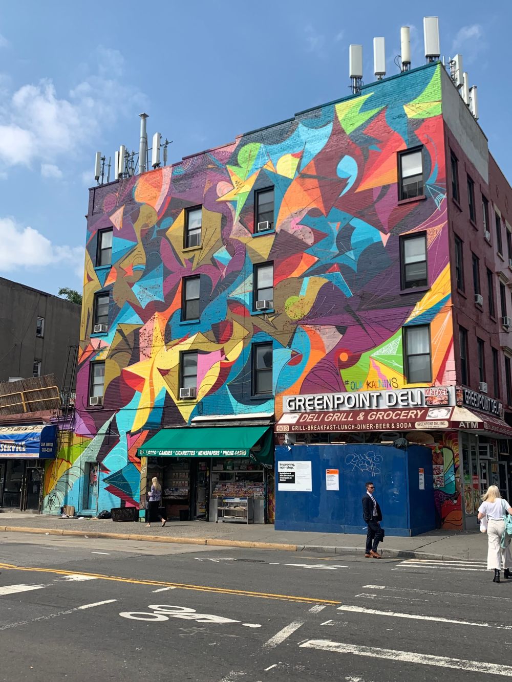Greenpoint & Manhattan Avenue Mural by Ola Kalnins at Greenpoint Deli, Brooklyn Wescover