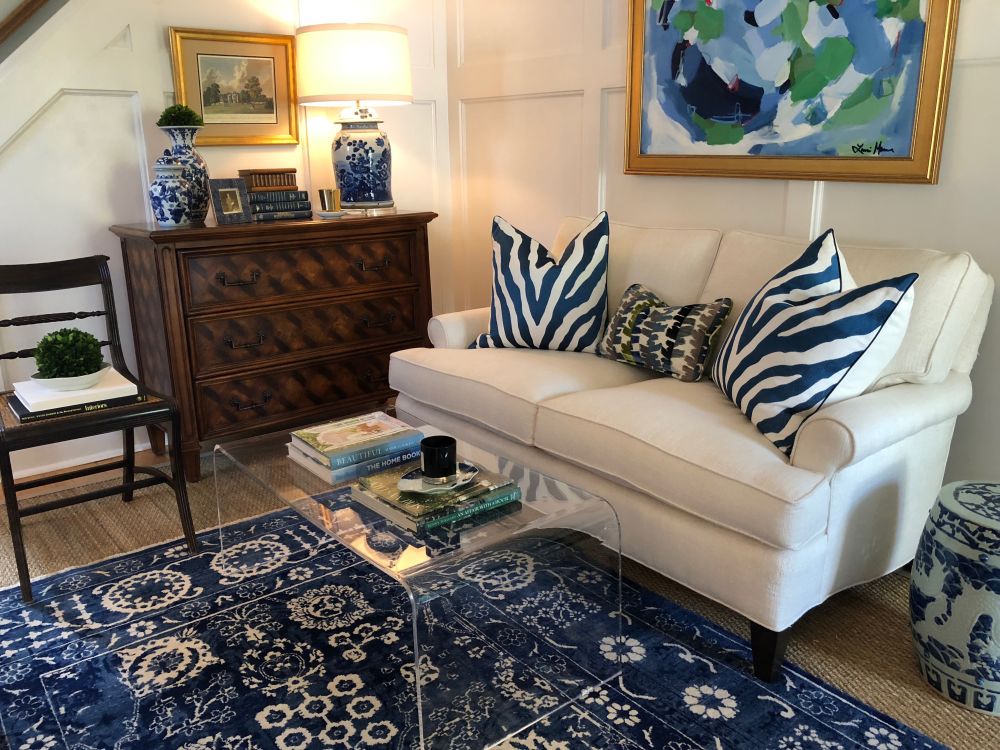 Transitional Design Blue Tone on Tone Oriental Rug by S&H Rugs