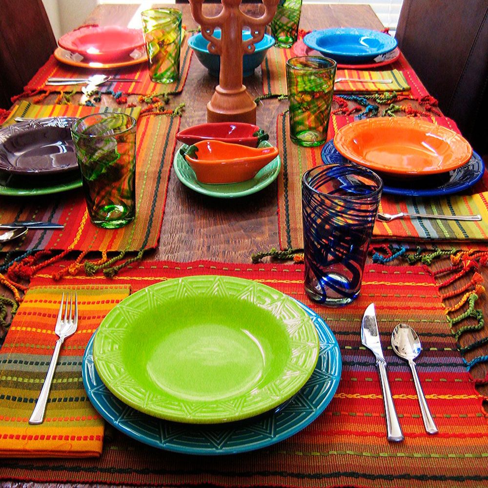 Rimmed Soup Bowls and Plates "Aztec" pattern by HF Coors Dinnerware