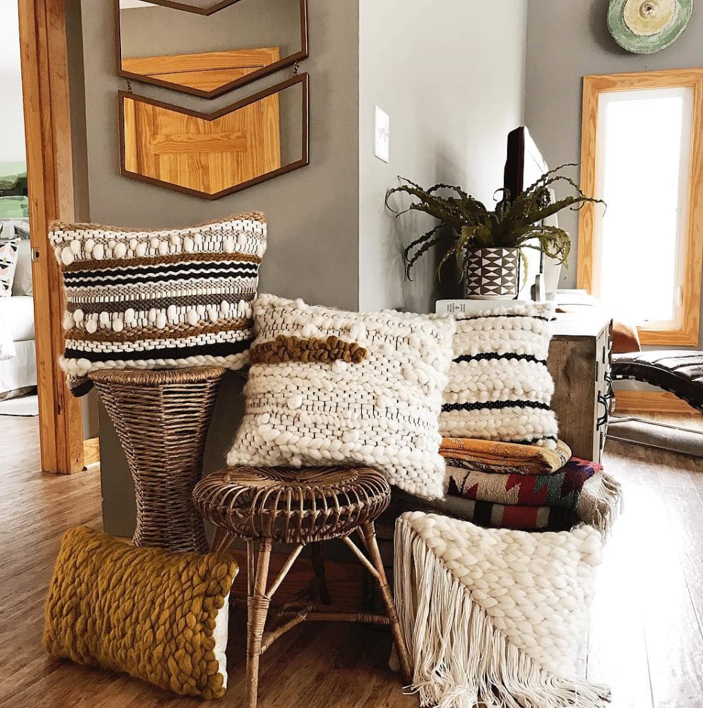 Woven Pillows by Erin Barrett (Sunwoven) as seen in this Charleston Private Home on Wescover.