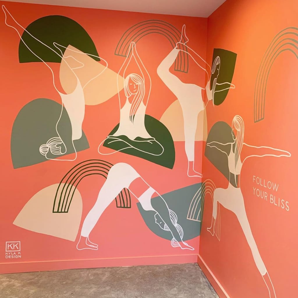 abstract outline yoga art