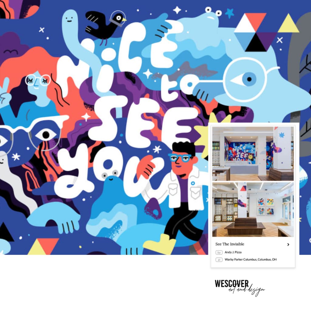 See The Invisible Mural by Andy J. Pizza in Warby Parker Columbus, OH as seen on Wescover.