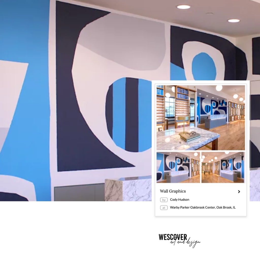 Wall Graphics by Cody Hudson in Warby Parker Oakbrook, IL as seen on Wescover.